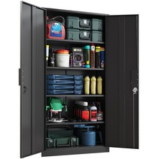 Metal Storage Cabinet with Adjustable Shelves and Locking Doors for Home Garage