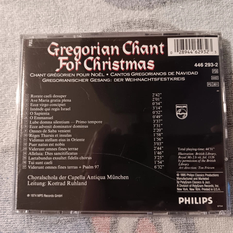 Gregorian Chant For Christmas (CD, 1995, Philips) Choralschola Der Capella  Foto 2 de 3