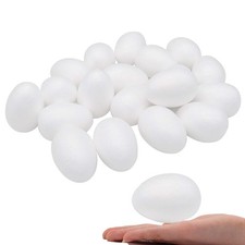 40 Pack 2.75 Inch White Craft Foam Eggs Smooth for Easter Christmas Halloween...