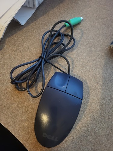 Vintage Dell PS/2 Black wired mouse 6U220 (B1) - No Issues - Great Condition