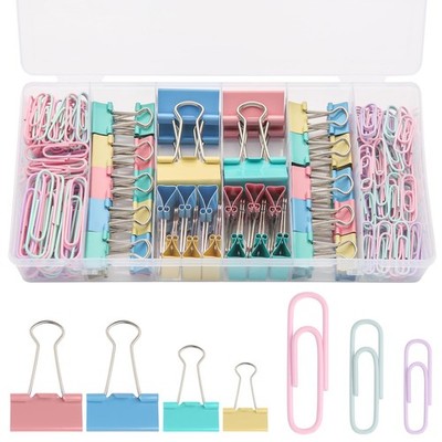 240PCS Colored Assorted Size Paper Clips and Binder Clips, Paperclips Large M...