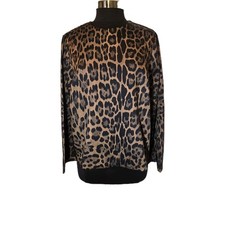 H M Leopard Print Long Sleeve Women's Brown Black 100 Polyester Top