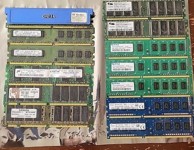 Mixed Lot 13 Sticks of RAM PC1 PC2 PC3 Kingston Hynix Siemens Samsung TLA GEIL