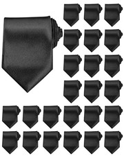 Cuffbow Men's Tie Bulk Groomsman 3.15'' Formal Necktie for Wedding 24 Black