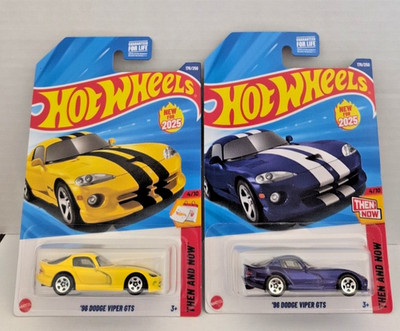 NEW 2025 Hot Wheels '96 DODGE VIPER GTS Blue + Yellow Case H / P Set Lot of 2