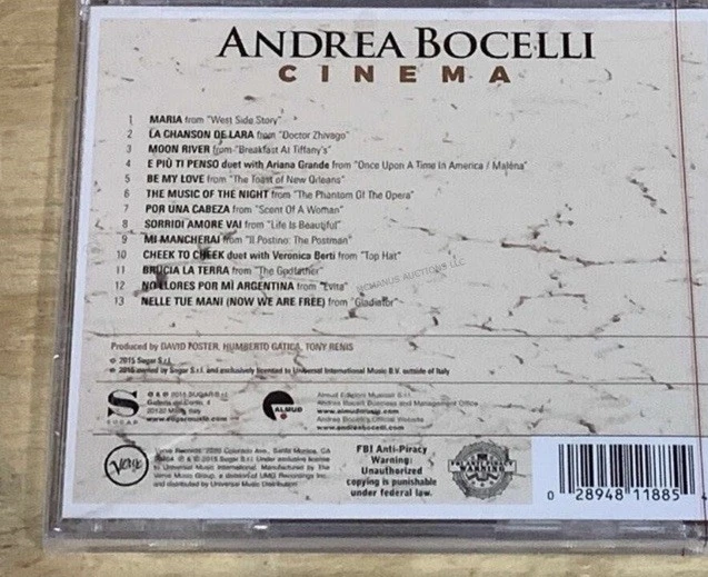 Sealed Case 30 pcs Andrea Bocelli CDs Cinema Classical Pop Soundtrack 2015 Foto 3 de 4