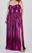 City Studio Womens Purple Sweetheart-Neck Foil-Knit Gown Plus Size 16W