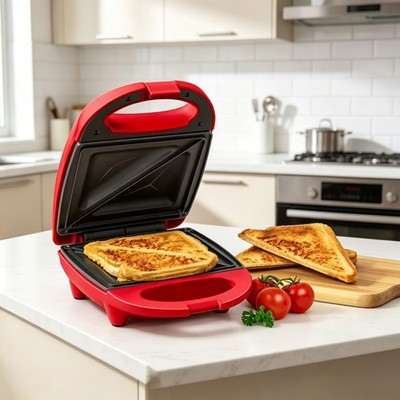 NIB MyMini Red Sandwich Maker Grill 520 Watts Perfect for Breakfast Single