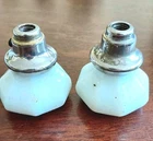 Vintage Set Of 2 Milk Glass Door Knobs 8 Sided Octagon Pls READ