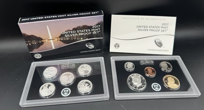 #ad 2017 S U.S. Mint Silver Proof Set W COA amp; OGP 1.3375 troy OZ .900 Fine Silver $125.00