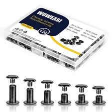 120sets Chicago Screws Kit, 6 Sizes Screw Rivets Gun Metal Chicago Binding Sc...