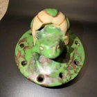 Weller Pottery Pumila Frog On A Lily Pad Flower Frog