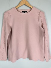 Ann Taylor Pink Scallop Crew Neck Sweater Long Sleeve Pullover XS NWT Career Mod