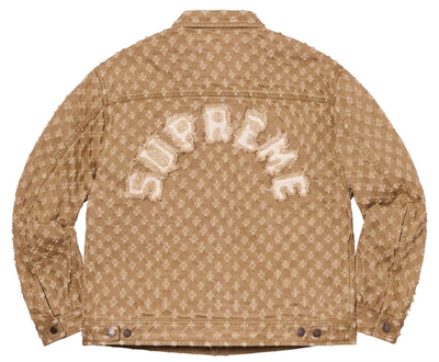 SS20 SUPREME HOLE PUNCH DENIM TRUCKER JACKET BROWN WHITE SZ SS20 SUPREME HOLE PUNCH DENIM TRUCKER JACKET BROWN WHITE SZ