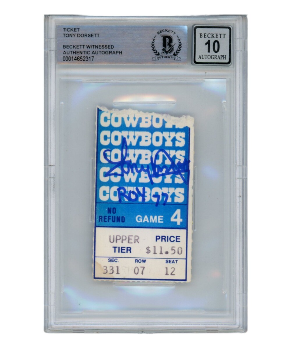 Tony Dorsett Autographed Signed 11/6/1977 Ticket Stub Roy Beckett 