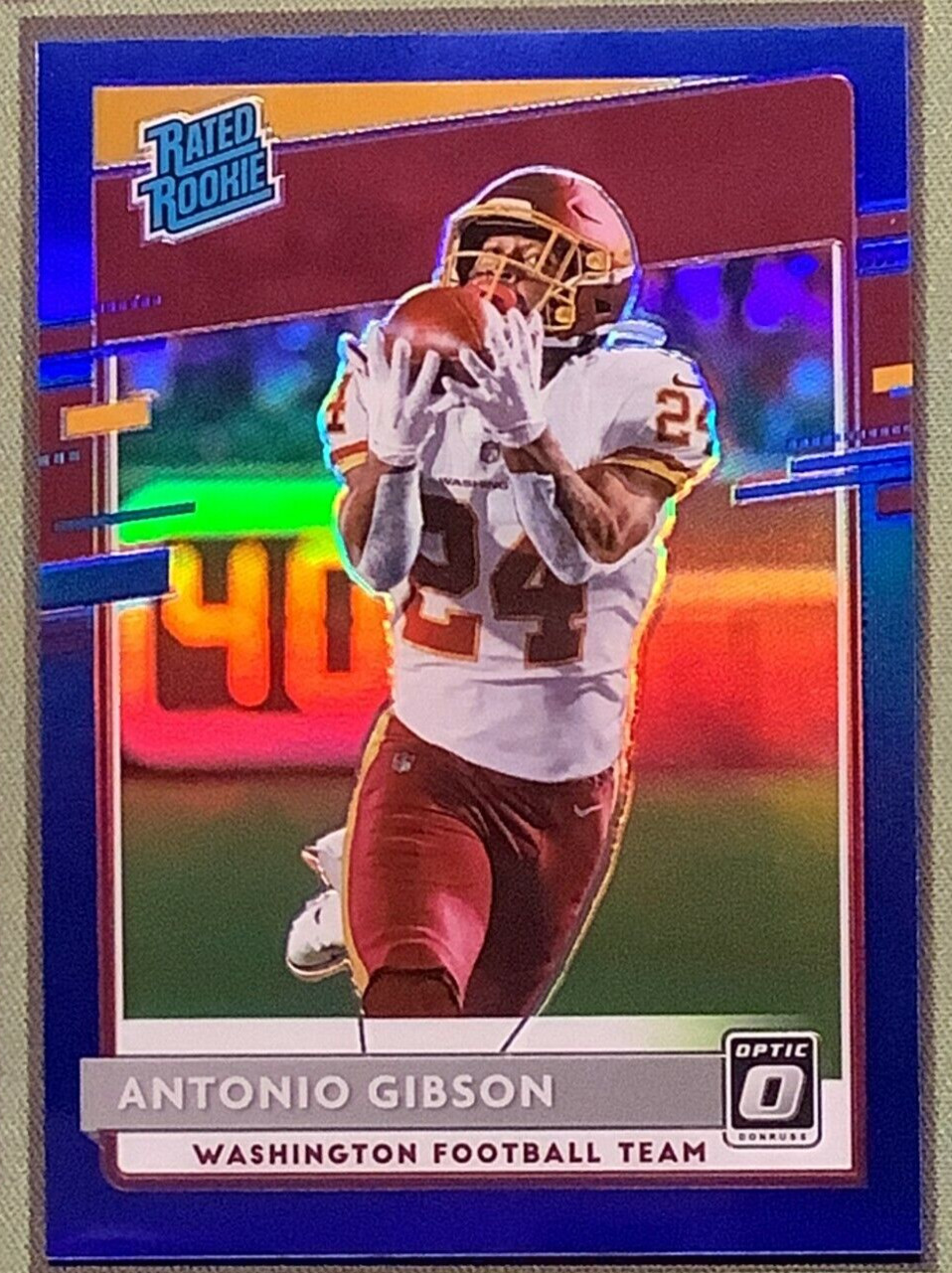 2020 Donruss Optic Football #185 Antonio Gibson Rated Rookie Blue Prizm /179