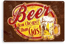 Cheap Beer Gas Sign, Gas Station, Cave, Bar, Pub, Rustic Tin Sign B484