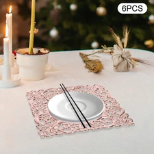 6* Square Plastic Plate Chargers with Embossed Rims Charger Plates for Wedding