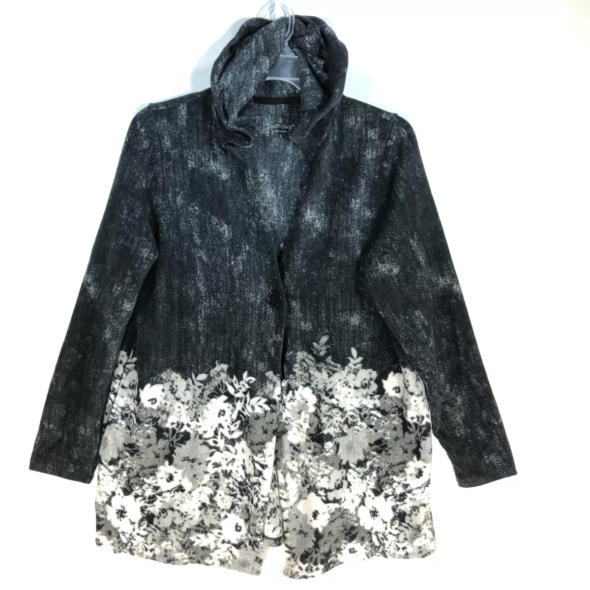 Cuddl Duds Womens Hooded Wrap Size Large Fleecewear Stretch Floral