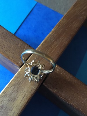 Bague Vintage Plaquée Or Avec Strass Imitation Saphir - Taille 53 - Marque GL