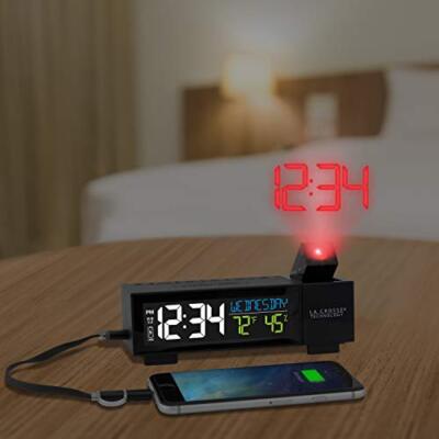 La Crosse Technology Silver Atomic Projection Alarm Clock - LCD Plug-In - 616-1410