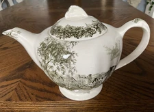 J & G Meakin Romantic England Green Teapot with Lid