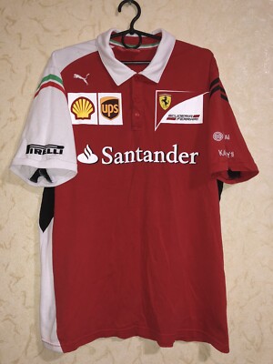 Vintage Puma Ferrari Racing Red Polo Santander sponsor size XL Men's | eBay