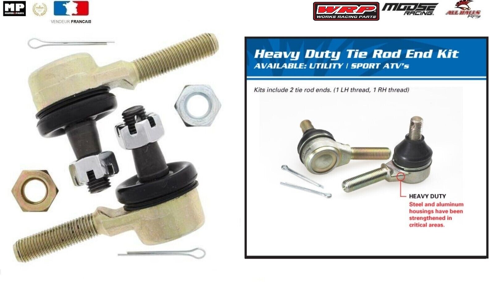 Kit rotules de direction 51-1016 Suzuki LT-Z 400 Quadsport 2004-2008 en acier