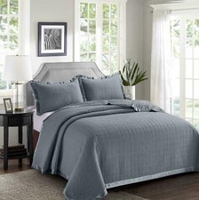 3 Piece Quilted OSCA Bedspread Bed Throw Double King Size Embossed Bedding Sets*