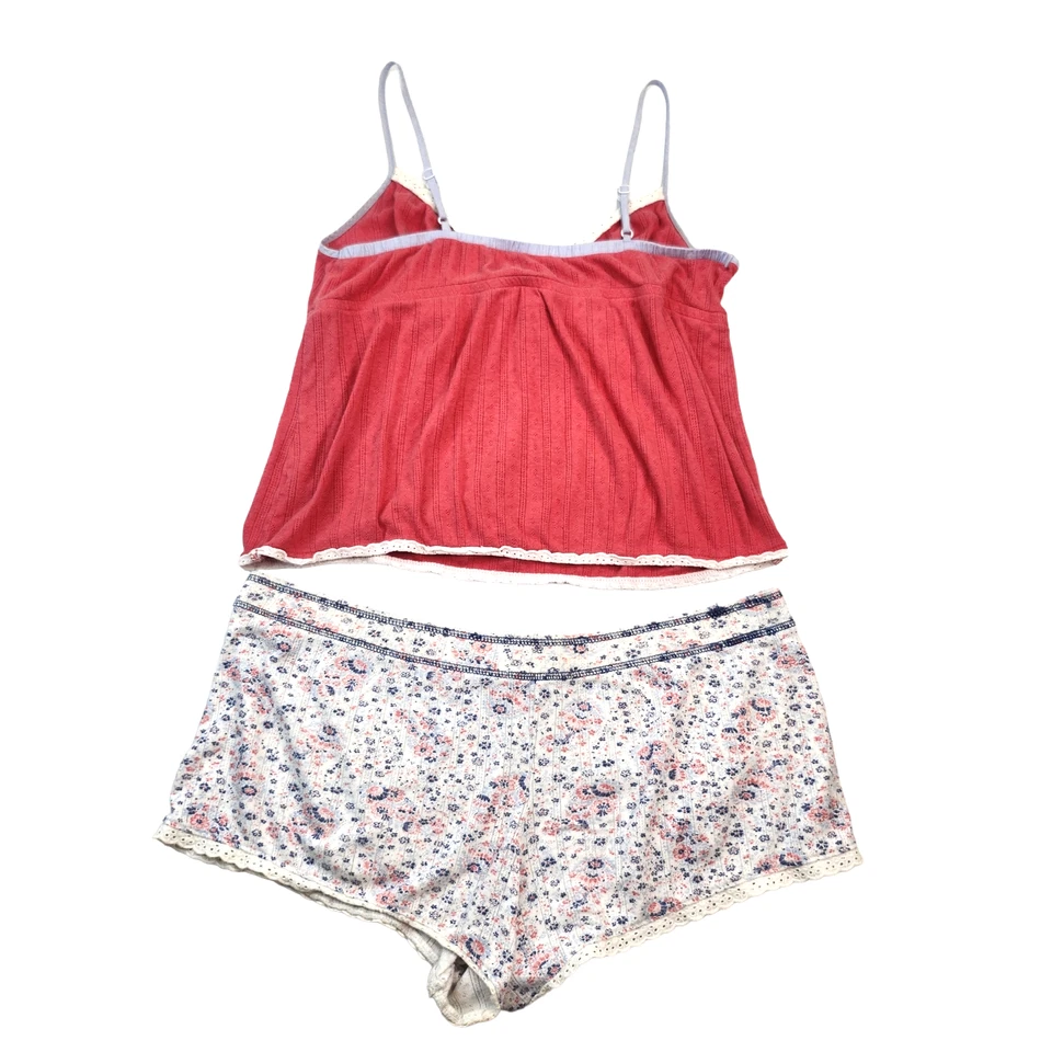 Tommy Hilfiger Conjunto de Pijama Mujer Pequeño Coral Rosa Blanco Floral Camiseta sin Mangas y Pantalones Cortos Foto 3 de 4
