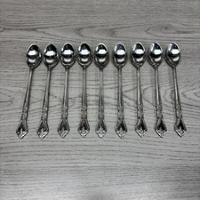 Stanley Roberts Rogers Co Kings Berry Stainless 9 Iced Tea/Parfait Spoons Used