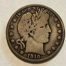 1910 barber half dollar , VG /F , better date