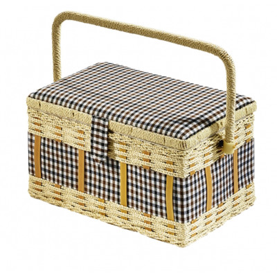 Pssopp Nähkorb Organizer Aus Stoff – Lila, Ca. 24x17,5x12,5 Cm, Mit Griff (ohne Nähzubehör)