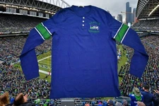 Junk Food Mens NFL Seattle Seahawks Huddle Henley Shirt New L, XL