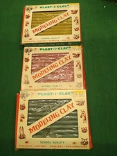 Modeling Clay Vintage Non Drying PLAST-I-CLAY Green/Red / Gold - 5 Boxes  NOS