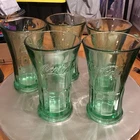 Set Of 5 Libby Coca Cola Flared Coke Glasses Tumblers Green Vintage 6 1/4” VTG