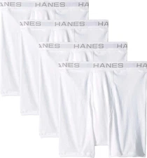 Hanes K3403 Mens White Core Classic Cotton Platinum Boxer Briefs 4-Pack Size M
