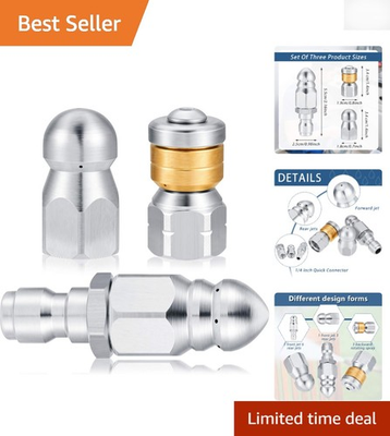 #ad Versatile 3 Piece Nozzle Kit for Pressure Washers 5000 PSI Stainless Steel $33.99