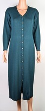 Carole Little Women's Teal/Green V-Neck Long Sleeve Knit Midi Dress size M