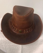 Men and Women Cowboy Western Brown Genuine Leather Steampunk Hat Deadman Top Hat