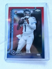 2025 Topps Chrome Football NFL  Cam Ward Red White and Blue Refractor RC Titans