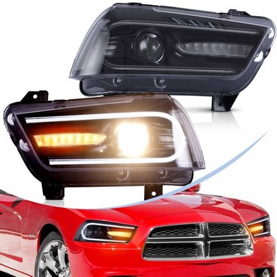 Paar LED Projektor-Scheinwerfer für 2011-2014 Dodge-Charger w/Sequential Lampen