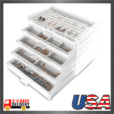 Extra Large Acrylic Jewelry Box for Women Girls 5 Layers Clear Velvet Earring...