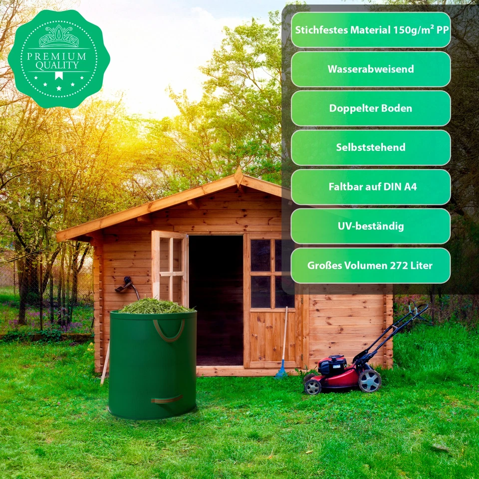 3 Stück Gartenabfallsack 272L mit doppeltem Boden Laubsack für Gartenabfälle - Bild 2 von 4