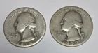 1938 P S 25c Washington Silver Quarter 2 Coin Set