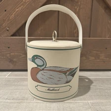Vtg George Briard  Ice Bucket Green Winged Teal Duck Mallard Lodge Cabin Decor