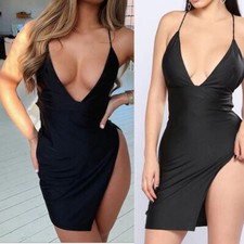 Ladies Sexy V-neck Dress For Women Silk Slip Dress Satin Evening Dress Clubwear