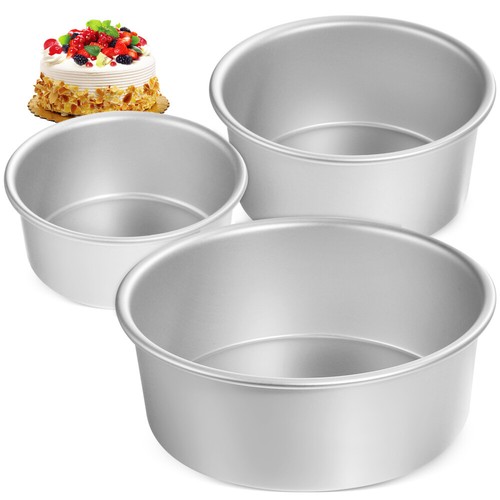 3 Stück Kuchenform tiefe runde Blech Backform Aluminiumformen für Kuchen