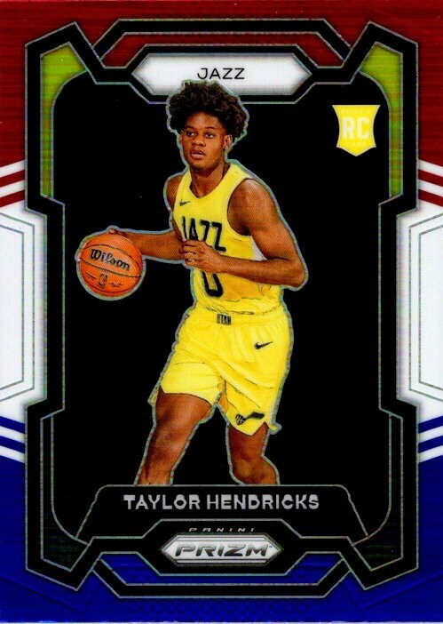 Taylor Hendricks 2023-24 Prizm Red White Blue Rookie Card #161 - Jazz
