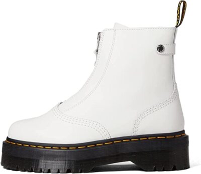 JETTA Fermeture Éclair Sendal Cuir Blanc Plateforme Boots Ru  Femme